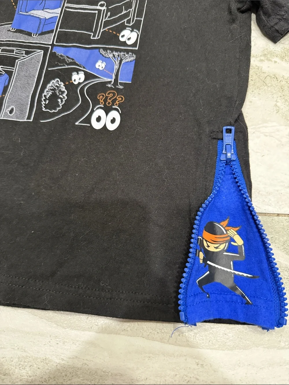 Ninja Graphic Short-Sleeve Tee for Kids - Black with Blue Accents